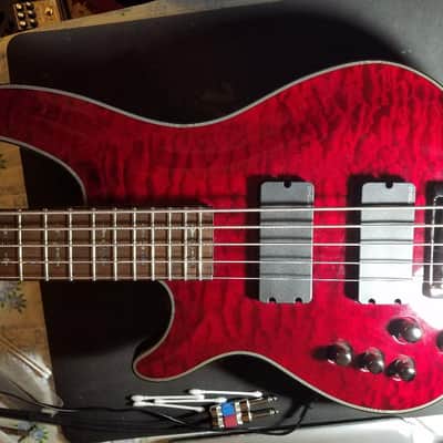 Lefty Schecter Damien Elite-5 Active 5-String Bass 2016 Crimson Red image 3