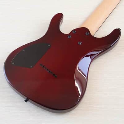 Custom 8 String Fretless Electric Guitar, Burl Wood Top Body, Maple Neck image 4