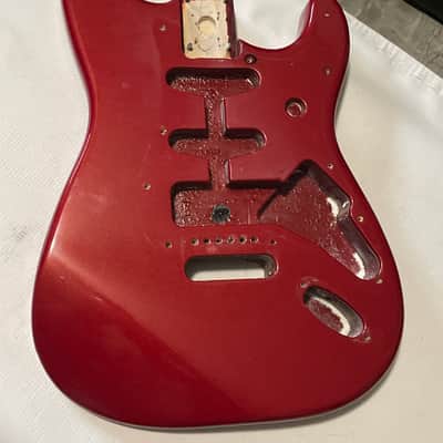 1995 MIM Fender Mexico Candy Apple Red Stratocaster Guitar Body 6 Post Tremolo image 5