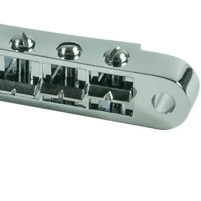 Kluson USA Replacement Zinc Nashville Tune-O-Matic Bridge With Brass Saddles Chrome image 2