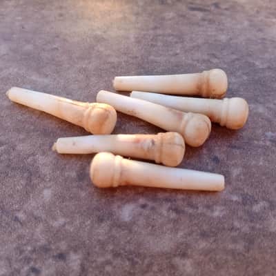 Set of Six 1960's Fender Acoustic Guitar Bridge Pins! Rare, Original Parts! image 2