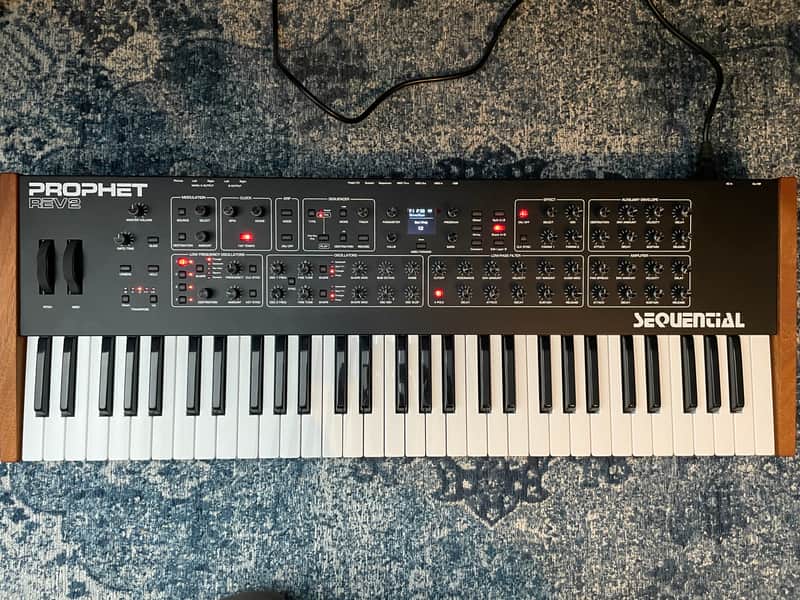 Sequential Prophet Rev2 61-Key 8-Voice Polyphonic Synthesizer 2018 - Present - Black with Wood Sides image 1