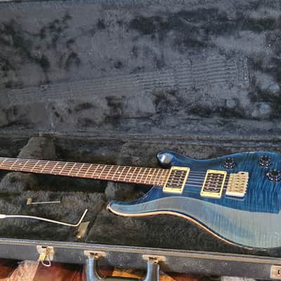 PRS Custom 24 MOON INLAYS USA 2001 Aquamarine Whale Blue AAA Flame Top American Paul Reed Smith Guitar image 2