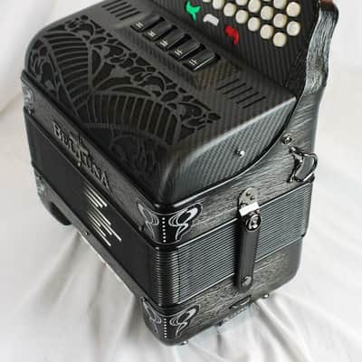 NEW Antique Silver Beltuna "Azteca" Cuadro Vivo Diatonic Button Accordion LMM 34 12 FBbEb Fa image 5