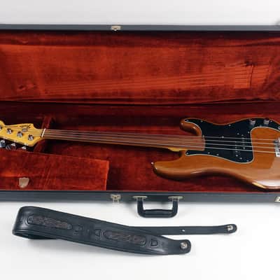 1977 Fender Fretless Precision Bass Mocha Walnut Brown with Hardshell Case imagen 14