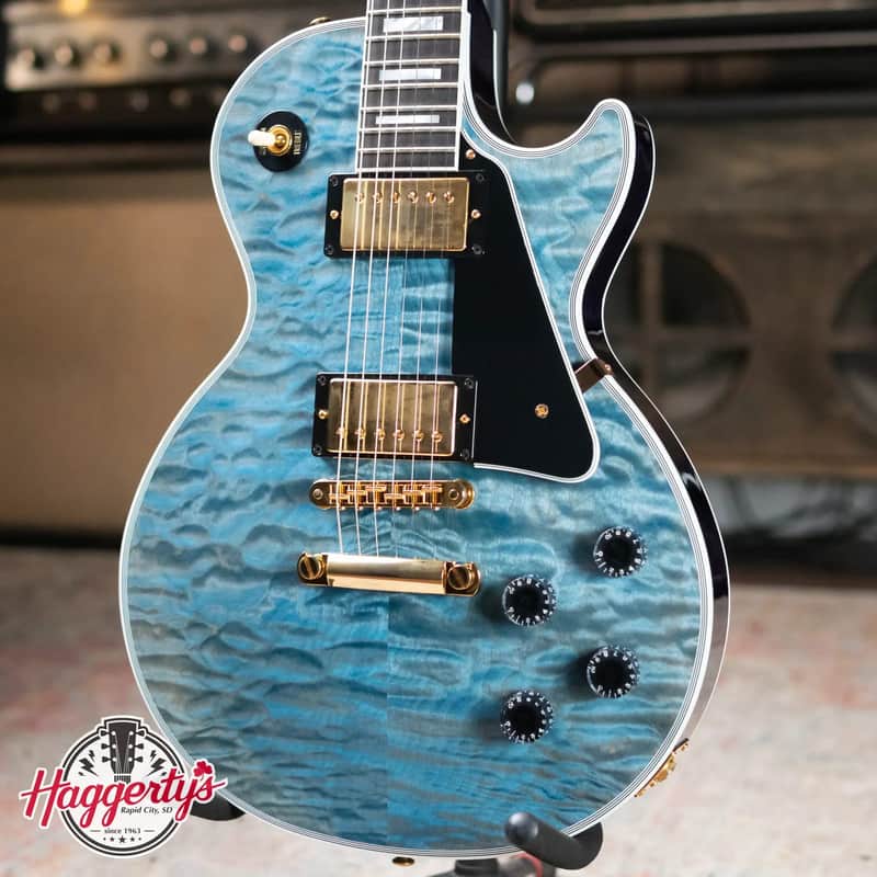 Gibson Custom Shop Les Paul Custom 5A Quilt Top Electric Guitar - Ocean Blue with Hardshell Case image 1