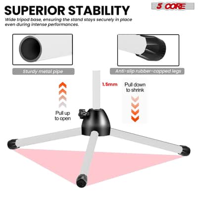 5 Core Mic Stand Floor 4Pc Adjustable 72" Tripod Microphone Stands w Telescoping Boom Arm Bild 5