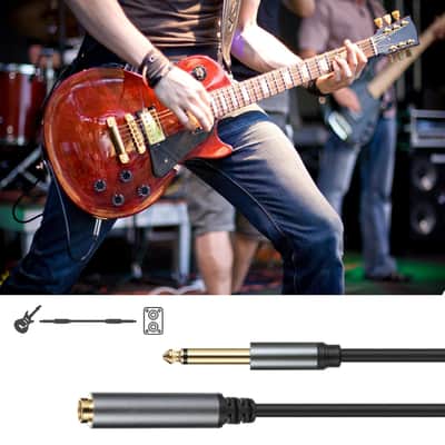 2 Pcs 6.35mm Mono Audio Cable,1/4 Inch TS Mono Male to Female Adapter,Guitar Extension Cable Cord,Gold Plated Audio Cable Stereo Extender for Amplifiers,Guitar Amp,Piano or Mixing Console(30CM) image 6