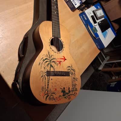 Supertone by Harmony Hawaiian island stencil 1930's  - Natural NECK HAS BEEN RESET image 1