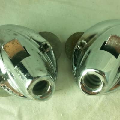 *Premier Bass Drum Spur Mounts Spring-Loaded Push-Button Diamond Chrome Vtg 50s* image 1