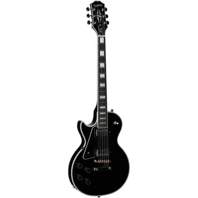 Epiphone Inspired by Gibson Les Paul Custom Electric Guitar, Left-Handed (with Gig Bag), Ebony image 7