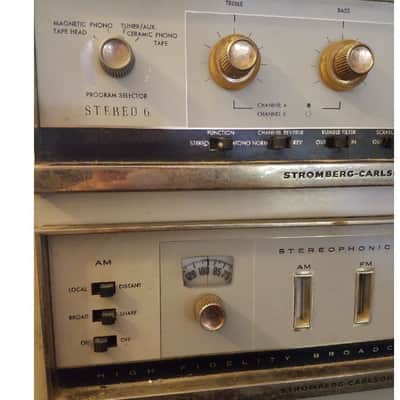 Stromberg-Carlson ASE-6 Preamp and SR445A Tuner mounted tube pre 1950s - Cream & Gold image 11