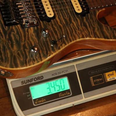 Suhr Custom Modern Mahogany Trans Blue Denim Quilt Top 2010 image 14