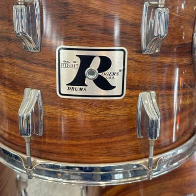 Vintage Rogers Londoner KOA "Big R" 4-Piece Shell Pack 13/14/16/22 Memriloc image 11