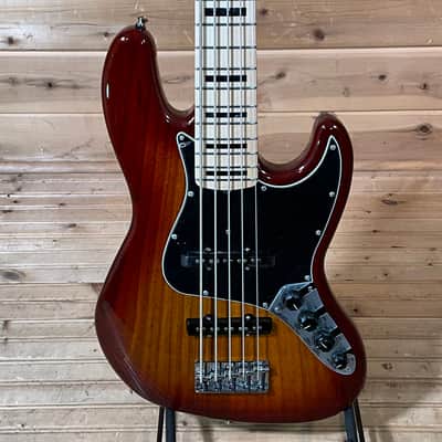 Fender Custom Shop Custom Classic V Electric Jazz Bass Guitar - Cherry Sunburst image 1