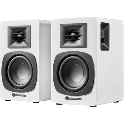 Audio-Technica AT-SP3X Powered Bluetooth Bookshelf Speakers, White imagen 2