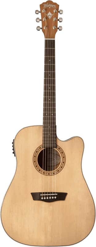 Washburn Harvest Dreadnought Cutaway Acoustic Guitar, Natural Gloss (WD7SCE-A-U) image 1