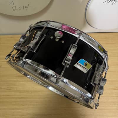 Vintage 1970s Ludwig Vistalite Smoke Black Snare Drum 14x6.5 Blue Olive Badge All Original Acrylic image 8