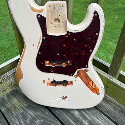 Fender Flea Artist Series Road Worn Jazz Bass Body Nitro Relic Road Worn Shell Pink Loaded w/ Upgrades image 1