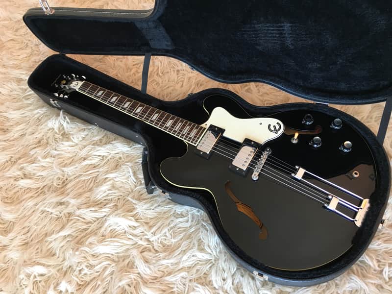 epiphone riviera  black ピアレス Rare 1995 Epiphone Riviera Ebony (EB) Black MIK Peerless Made | Reverb