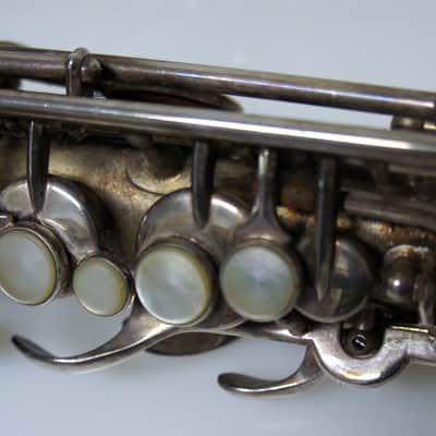 Buescher True-Tone Low Pitch Series IV Alto Sax 1929 Silver (with case) image 13