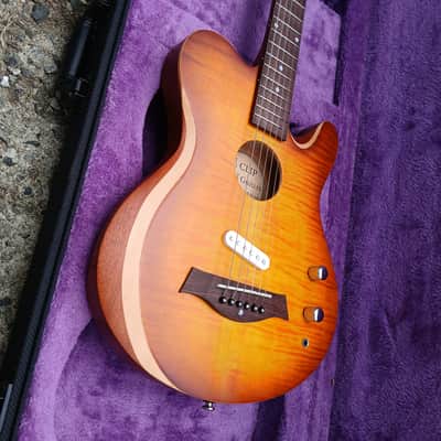 CLIP SAE-580 Travel Silent Guitar Yellow Flame Brown Burst image 5