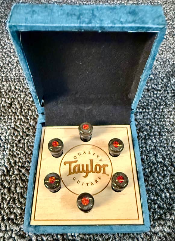 Taylor Bridge Pin 6 Piece Set 5” Taper Brown Bone with Red Opal 7260-2 image 1