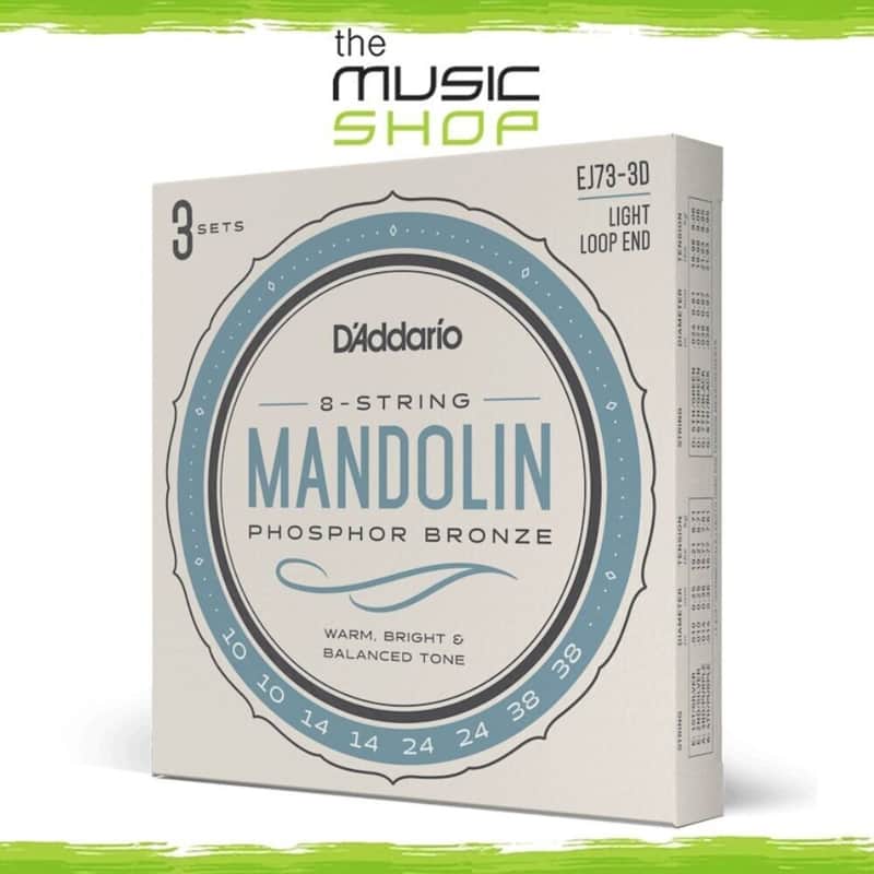 3 Pack, D'Addario 10-38 Light Phosphor Bronze 8 String Mandolin Strings EJ73-3D image 1