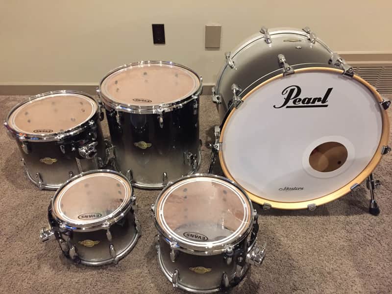 Pearl Masters MCX 5 Piece Drum Kit, Black Sparkle Fade, EXCELLENT