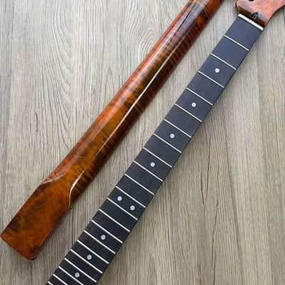 Roasted Tiger Maple Wood Guitar Tele Style Neck, Rosewood Fingerboard 22 Frets image 2