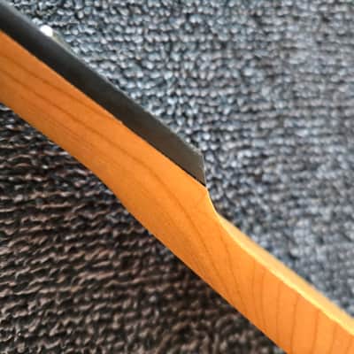 B-Stock T-Style Guitar Neck - Quartersawn Roasted Maple, Black Binding, Jescar Medium Jumbo Frets, 42mm Nut image 5