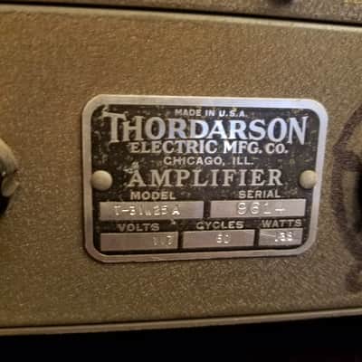 Thordarson Early T-31W25A 25 Watt Tube PA Amp 6L6 push pull T31W25A 31W25A 1946 - Grey wrinkled paint image 8