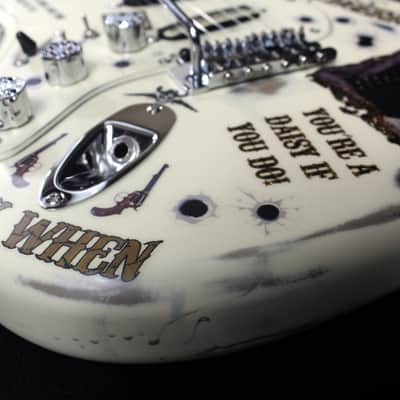 Custom Painted and Upgraded Fender Squier Standard (LH) Strat - Aged and Relic'ed With Graphics image 10
