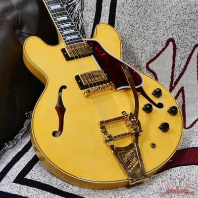 Gibson Custom Shop M2M 1959 ES-355 Reissue with Bigsby Murphy Lab Ultra Light Aged Heavy Antique White 9.00 lbs image 6