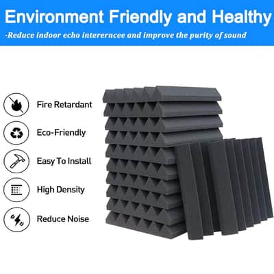 24 Pack Acoustic Foam Panels,2" X 12" X 12"Fireproof Soundproof Foam Sound Absorbing Noise Cancelling Panels For Recording Studios, Home, Offices Walls Ceilingï¼ˆ12 Blue+12 Blackï¼‰ image 3