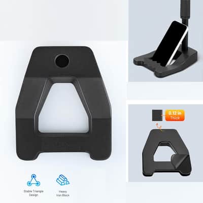 Mic Stand Desk Adjustable - Boom Arm Desktop Microphone Stand Metal Weighted Base A-frame Table Mic Mount with 2 Mic Clips 3/8" to 5/8" Screw Adapter Mic Mount for Singing Stage Performance image 3