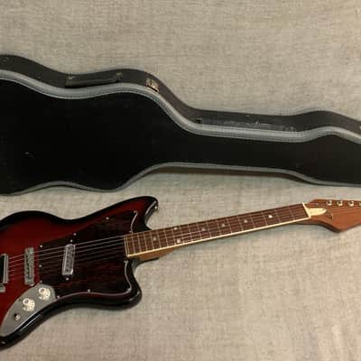Vintage 1960’s Conqueror Teisco Kawai Kingston 23.5” Short Scale Offset Electric Guitar + 2 Tone Case Japan MIJ image 1