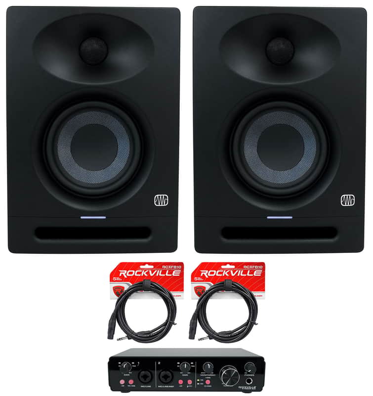 (2) Presonus Eris Studio 4 Powered Active 4" Studio Monitors + 2x2 USB Interface image 1