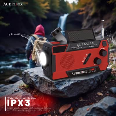 Emergency Radio with Power Bank – NOAA Weather Alert, Solar/Crank/USB Charging, LED Flashlight, AM/FM/WB image 4