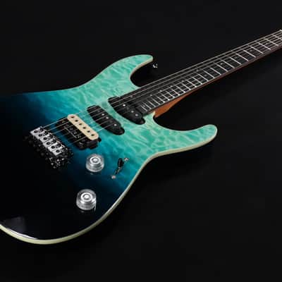 Charvel Pro-Mod Plus Dinky DK24 HSS 2PT EB QM Ebony Fingerboard Blue Curacao 746 image 3