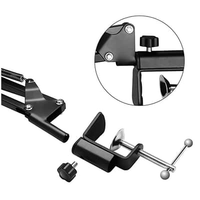 Adjustable Microphone Suspension Boom Arm Stand with Desk Mount, Heavy Duty Steel Scissor Mic Holder image 4
