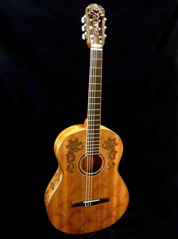 Blueberry Handmade Classical Nylon String Guitar Floral Motif Built to Order image 1