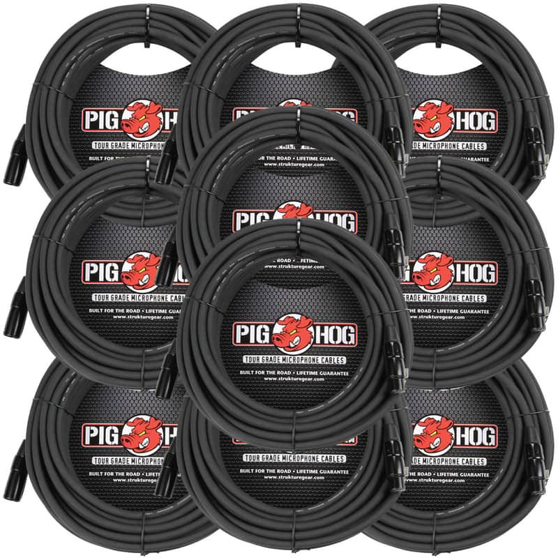 10 Pack Pig Hog PHM50 XLR High Performance 8mm Microphone Cable, 50 Ft - NEW image 1