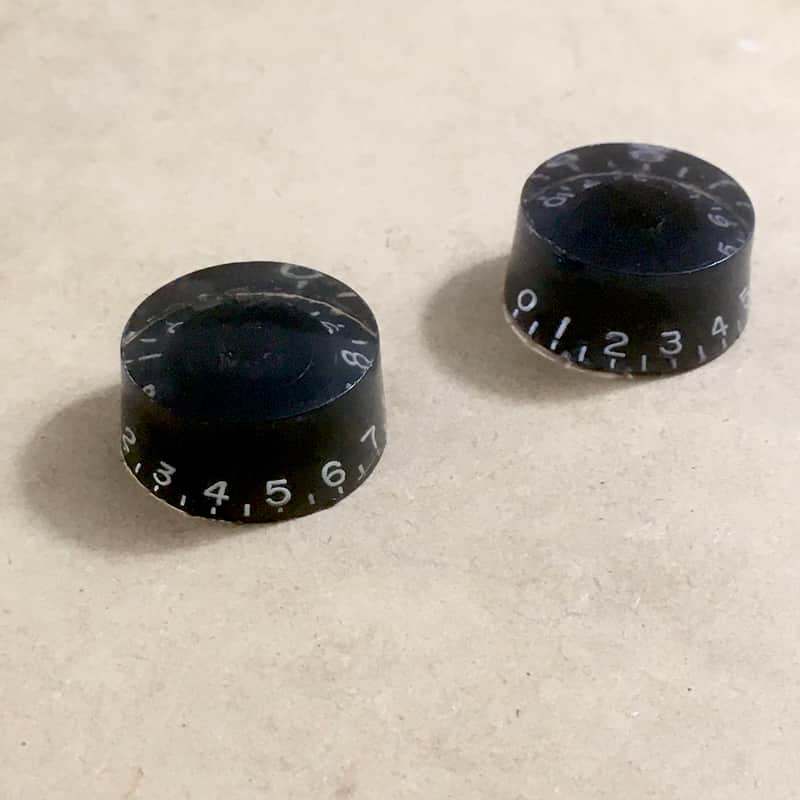 Two Vintage Volume Black Gibson LP (MIJ?) Knobs True Relic Electric Guitar Rare image 1