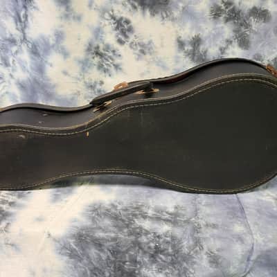 Vintage RARE 1969 Harmony Batwing Mandolin Case Black Red Plush Interior image 4
