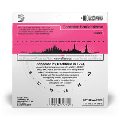 D'Addario Acoustic Guitar Strings Super Light Phosphor Bronze 009-045 image 2