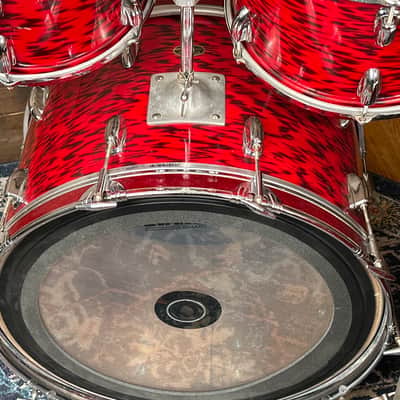 1960s Slingerland 4pc Drum Set Red Tiger Pearl 22/12/13/16 image 13