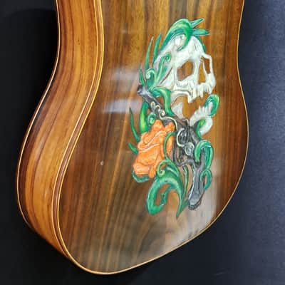Blueberry Handmade Mini-Concert Small Body Acoustic Guitar Biker Motif image 10