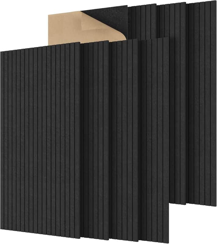 8 Pack Large Acoustic Panels,47.2" X 23.6" X 0.35" Acoustical Wall Panel, Self-Adhesive Sound Proof Panels, Decorative Soundproof Wall Panels for Echo Absorption for Home Studio Office, Black image 1