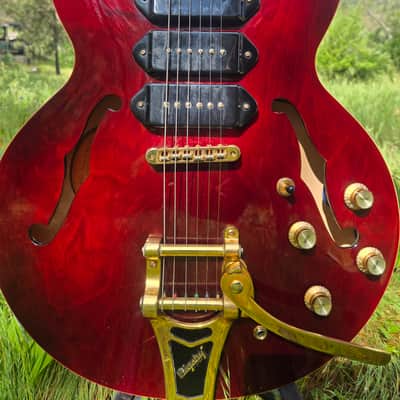 Epiphone Riviera Custom P93 Wine Red, Tone Pros roller Bridge brand new, Kluson Vintage locking tuners brand new! Beautiful custom gig bag brand new. image 1